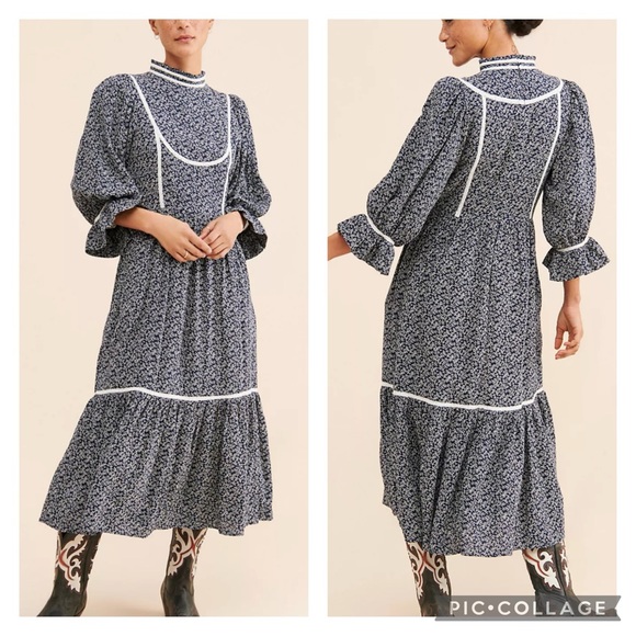 Anthropologie Dresses & Skirts - Anthropologie Meadows Amaryllis Floral cottagecore prairie lined dress size 12